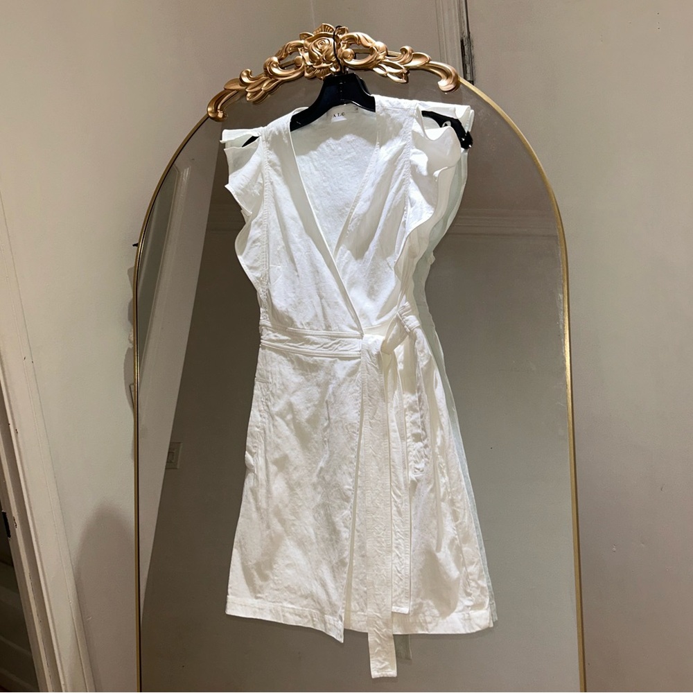 A.L.C. Linen White Tie Front Wrap Dress, Size 0 - Picture 1 of 5